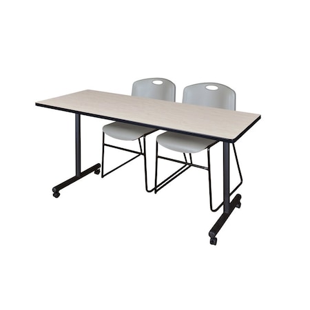 Kobe Rectangle Mobile table, 60" W, 29" H, Laminate Top, Maple MKTRCC6024PL44GY